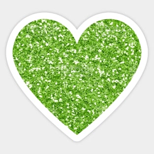 Green Faux Glitter Heart Sticker